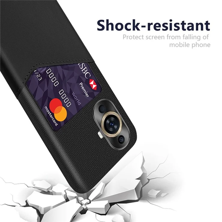 Phone Case for Huawei nova 11 Pro / nova 11 Ultra , PU Leather+PC Cloth Texture Cover with Card Slot - Black