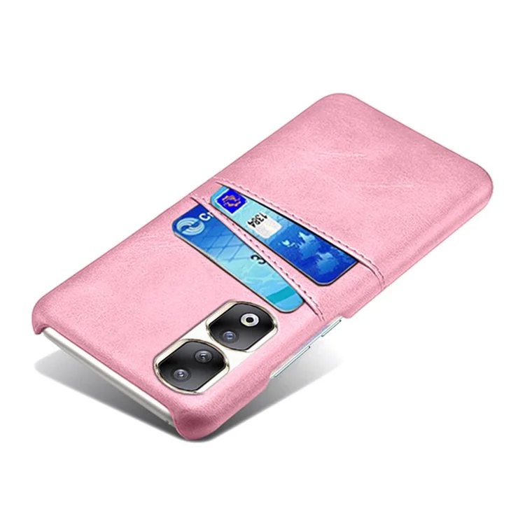 For Honor 90 Pro Dual Card Slots PU Leather Coated PC Case Anti-scratch Phone Cover - Rose Gold