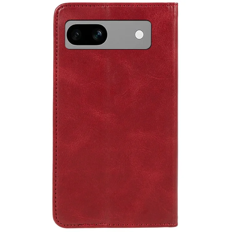 For Google Pixel 7a Calf Texture PU Leather Phone Case Magnetic Closing Stand Wallet Cover - Red