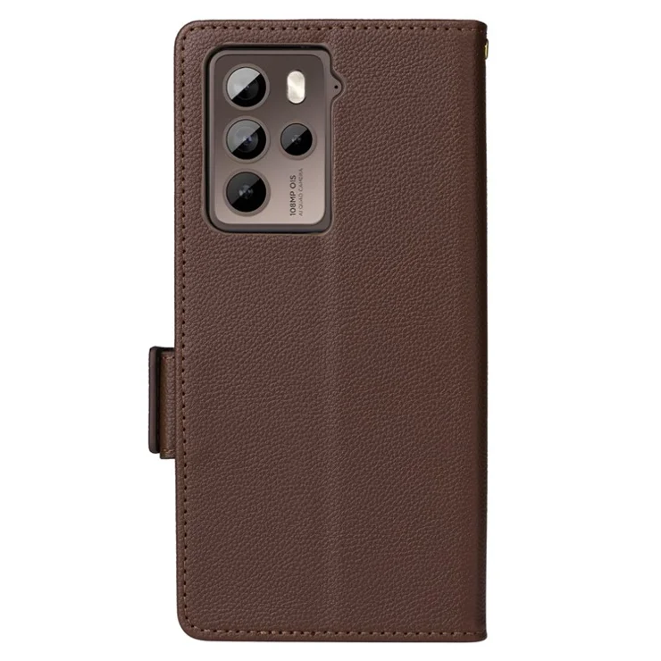 Phone Case for HTC U23 / U23 Pro 5G Litchi Texture Wallet Stand PU Leather Cover - Brown