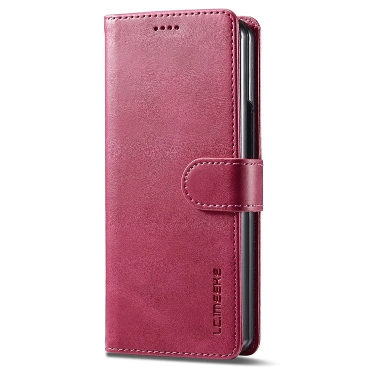 LC.IMEEKE For Samsung Galaxy Z Fold5 5G Wallet Leather Phone Case Stand Calf Texture Phone Cover - Rose
