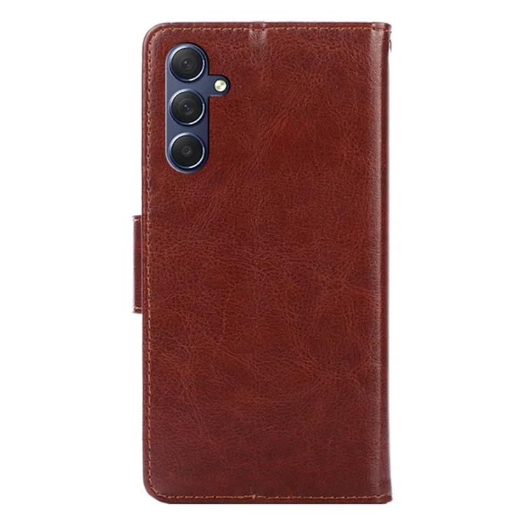 For Samsung Galaxy M54 5G / F54 5G Phone Case Textured Wallet Stand Strong Magnetic Closure PU Leather Cover - Brown