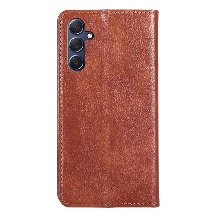 For Samsung Galaxy M54 / F54 5G Magnetic Closing Phone Case PU Leather Stand Wallet Cover - Brown