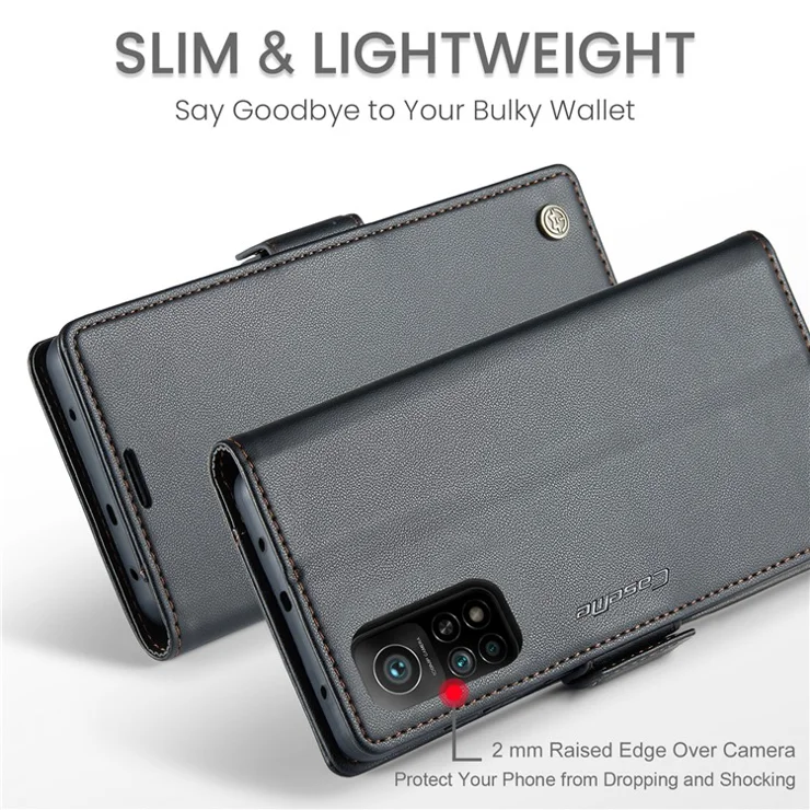 For Xiaomi Mi 10T 5G / Mi 10T Pro 5G / Redmi K30S Leather Case CASEME 023 RFID Blocking 3 Card Slot Mobile Cover - Black