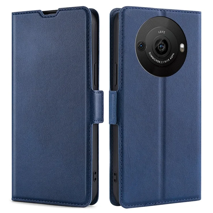 For Sharp Aquos R8 Pro SH-51D PU Leather Stand Phone Cover Card Holder Anti-drop Case - Blue