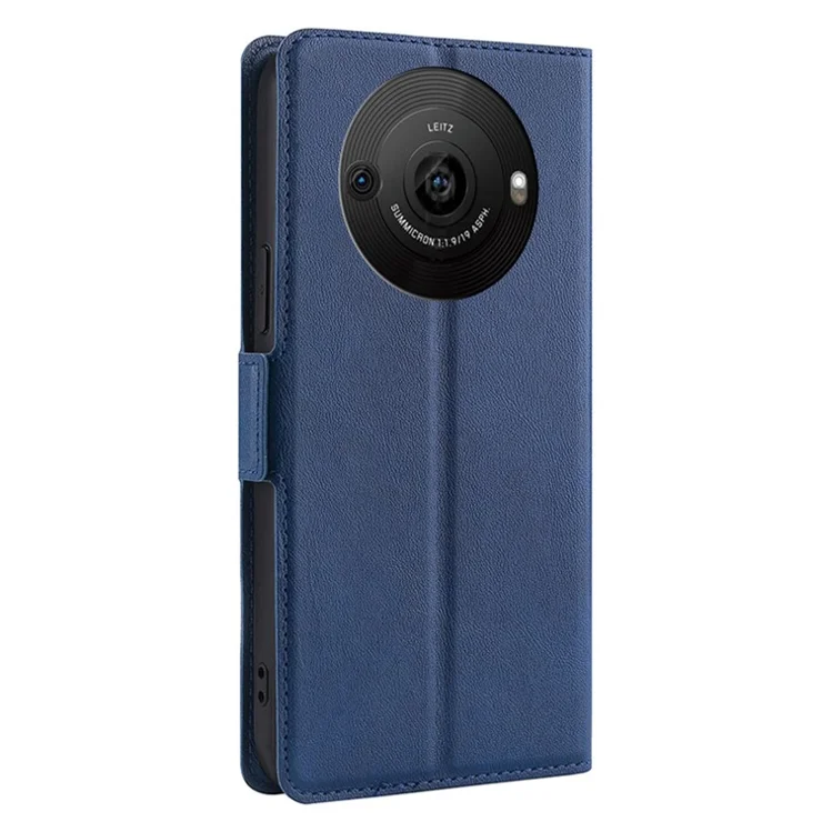 For Sharp Aquos R8 Pro SH-51D PU Leather Stand Phone Cover Card Holder Anti-drop Case - Blue