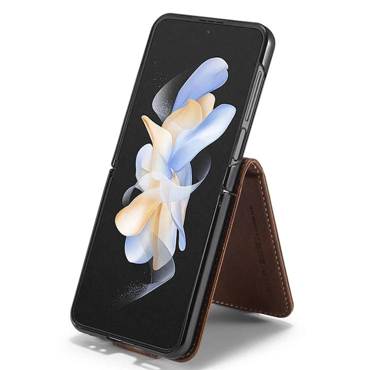 LC.IMEEKE For Samsung Galaxy Z Flip5 5G PU Leather Phone Cover RFID Blocking Card Slot Case - Brown
