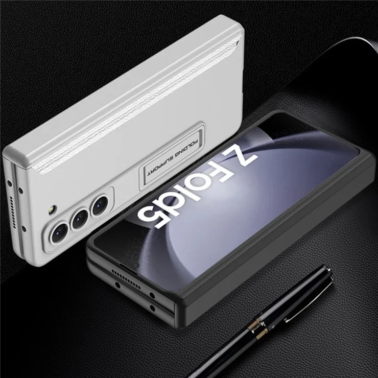 GKK For Samsung Galaxy Z Fold5 5G Kickstand PC Phone Case Magnetic Hinge Folding Phone Cover - Silver