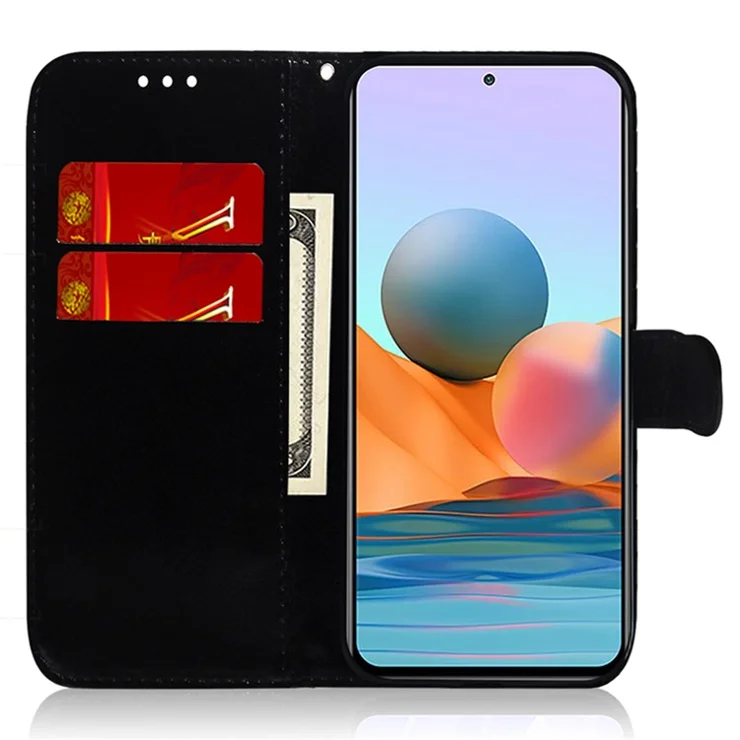 Phone Stand Case for Xiaomi Redmi 12 4G , Mirror-Like Surface Leather Wallet Cell Phone Cover - Silver