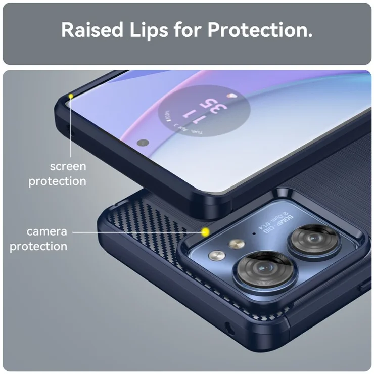 For Motorola Edge 40 5G Brushed Phone Case Carbon Fiber Texture TPU Cover - Blue