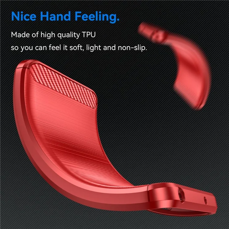 Brushed Soft TPU Phone Case for Nokia C32 , Carbon Fiber Texture Smartphone Cover - Red
