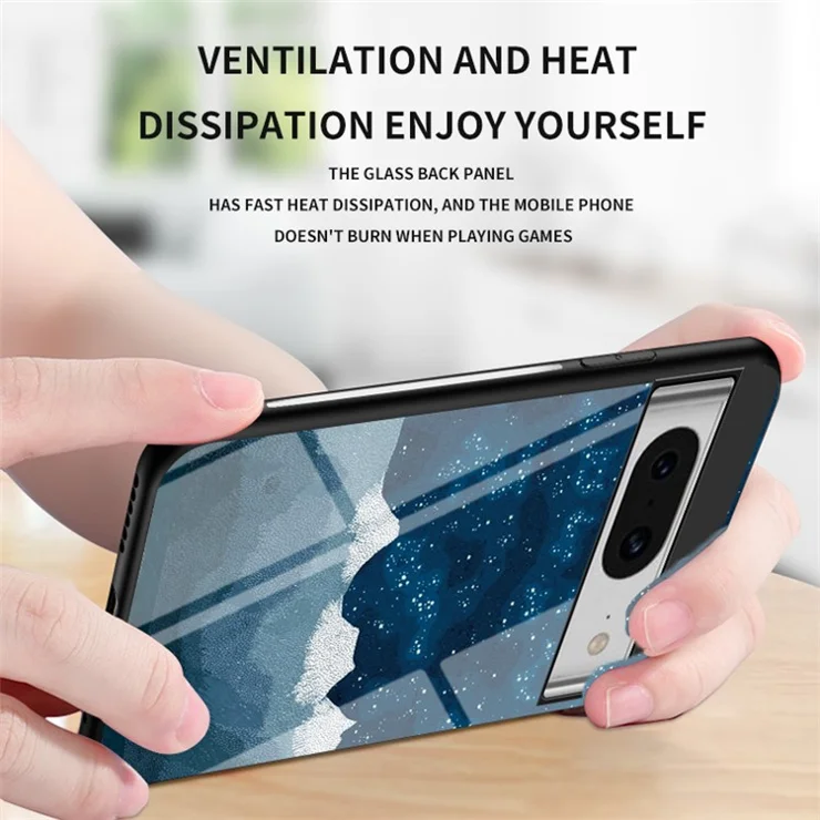 For Google Pixel 8 Starry Sky Pattern Case Tempered Glass+PC+TPU Anti-Scratch Phone Cover - Color Starry Sky