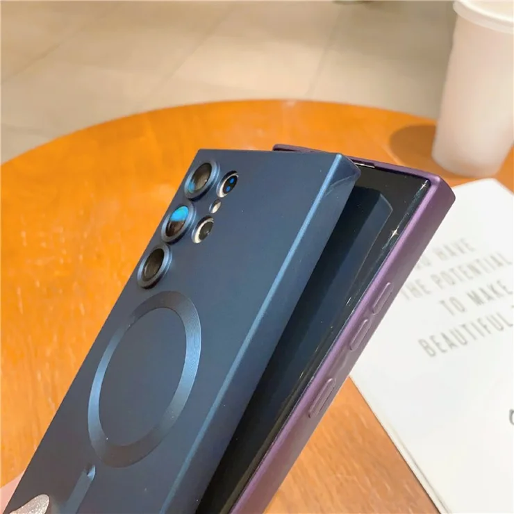 For Samsung Galaxy S22 Ultra 5G TPU Phone Case Compatible with MagSafe Rubberized Phone Cover - Black