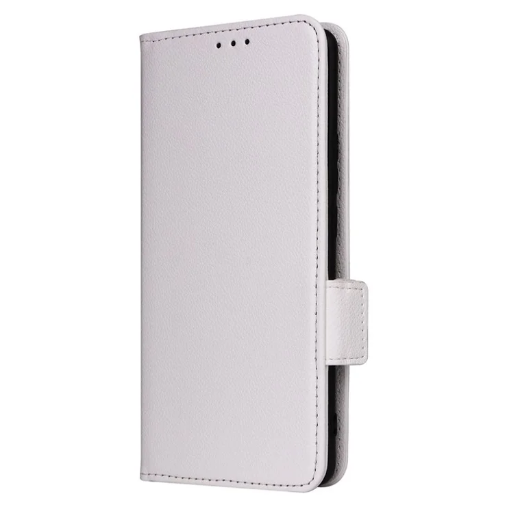 Shockproof Wallet Phone Case for Oppo Reno10 5G CPH2531 (Global) / Reno10 Pro 5G CPH2525 (Global) Litchi Texture PU Leather Flip Stand Cover with Strap - White