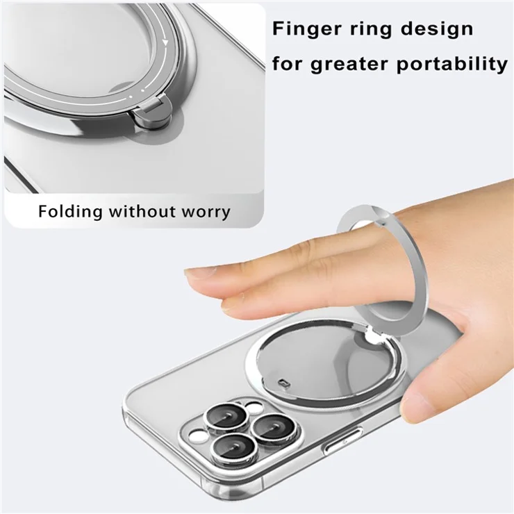 PC+TPU Phone Case for iPhone 12 Pro Max , Rotatable Ring Kickstand Cover Compatible with MagSafe - Blue