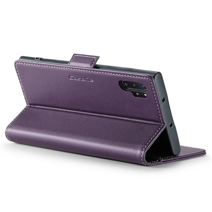 For Samsung Galaxy Note 10 Plus 4G Leather Case CASEME 023 RFID Blocking 3 Card Slot Mobile Cover - Purple