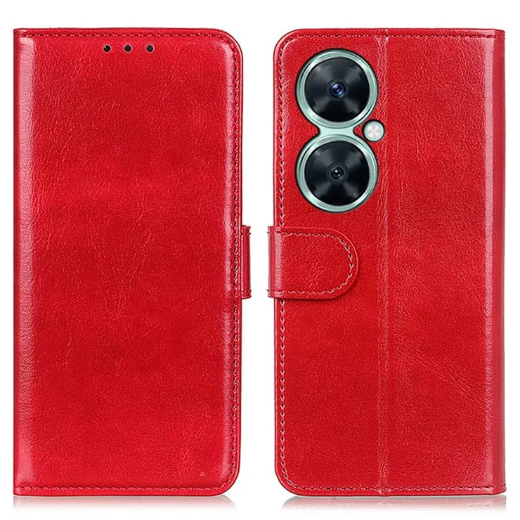 For Huawei nova 11i / Enjoy 60 Pro / Maimang 20 Phone Leather Case Stand Wallet Crazy Horse Texture Cover - Red