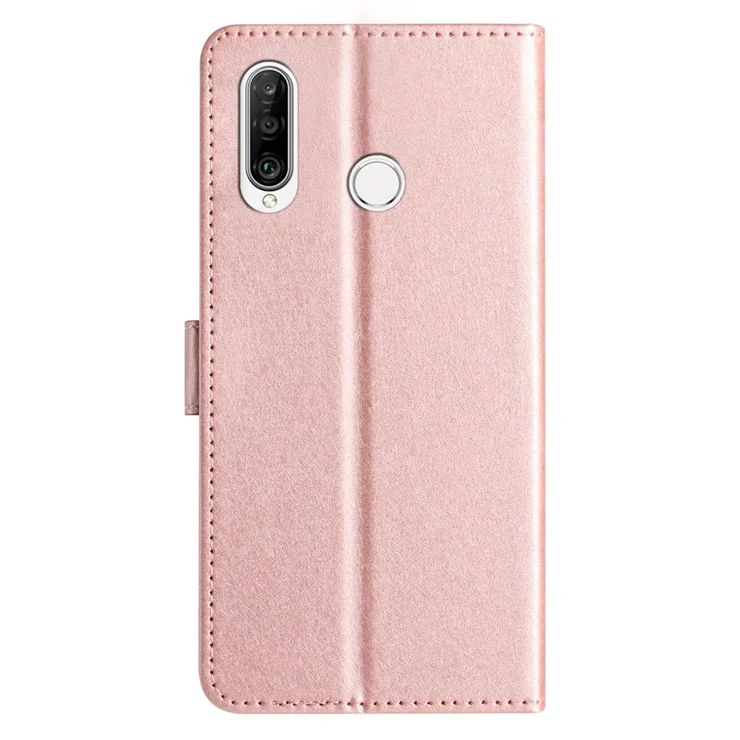 Huawei P30 Flip Case – Glitzer Brieftaschenhülle Mit 3D Herzanhänger, Lila, PU Leder