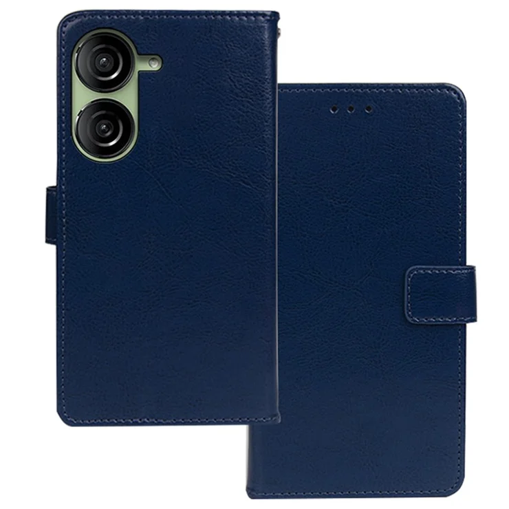 IDEWEI For Asus Zenfone 10 5G Shockproof Case Crazy Horse Texture Leather Wallet Phone Cover - Blue