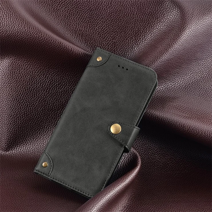IDEWEI For vivo V29 Lite 5G Textured Phone Shell Stand Wallet PU Leather Phone Cover Anti-Scratch Case - Black