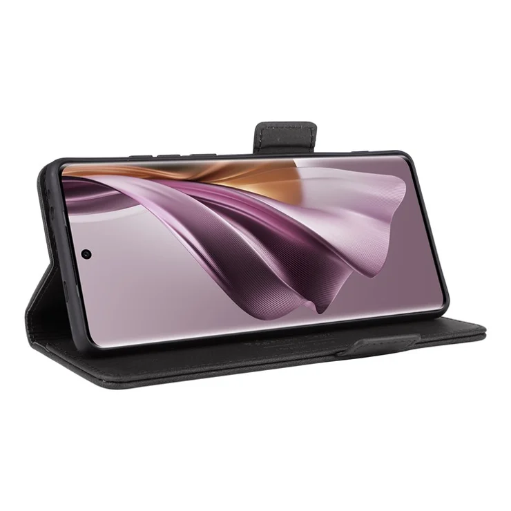 For Oppo Reno10 Pro 5G (Global) Hardware Decor Phone Case PU Leather Wallet Stand Cover - Black