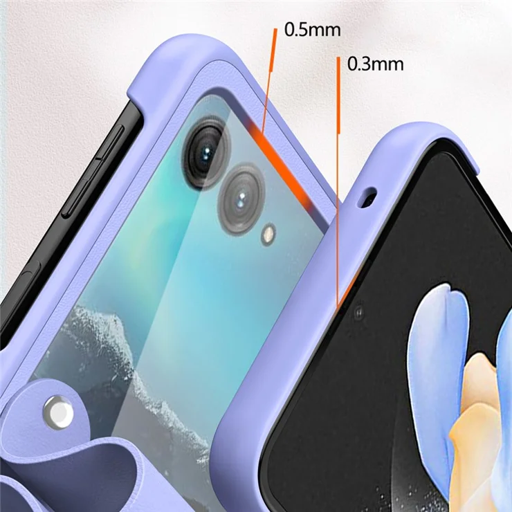 For Motorola Razr 40 Ultra 5G PU Leather + PC Phone Case Finger Strap Kickstand Cover - Black
