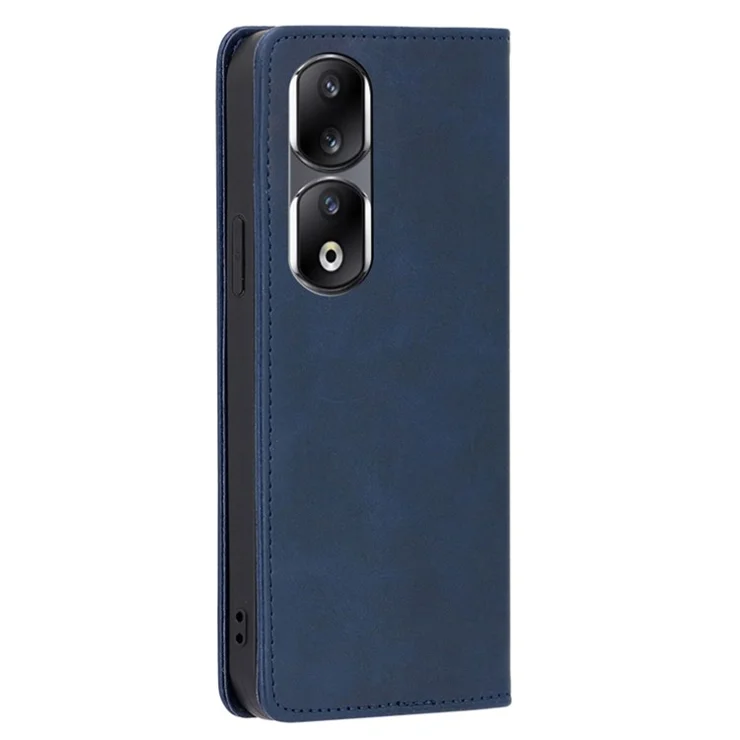For Honor 90 Pro Shockproof PU Leather Cover Stand Wallet Calf Texture Cell Phone Case - Sapphire