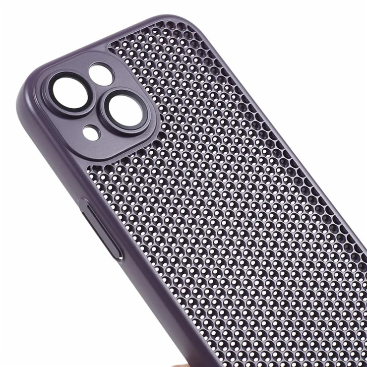 KSTDESIGN Icenets Series For iPhone 15 Plus Heat Dissipation Back Cover with Lens Film Hard PC Phone Case - Purple