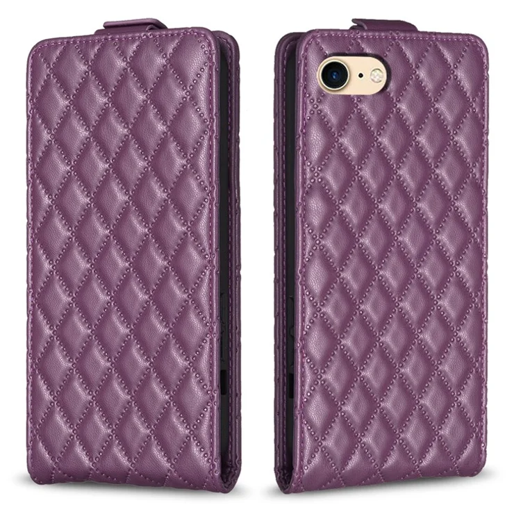 BF30 Phone Case for iPhone 6 / 6s / 7 / 8 4.7-inch Imprinted Leather Vertical Flip Card Holder Anti-drop Stand Cover - Dark Purple