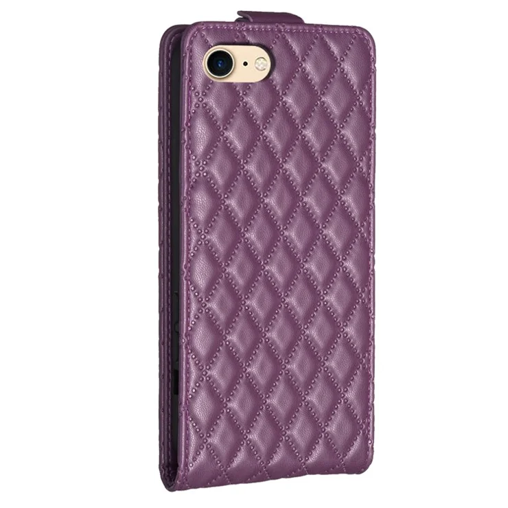 BF30 Phone Case for iPhone 6 / 6s / 7 / 8 4.7-inch Imprinted Leather Vertical Flip Card Holder Anti-drop Stand Cover - Dark Purple