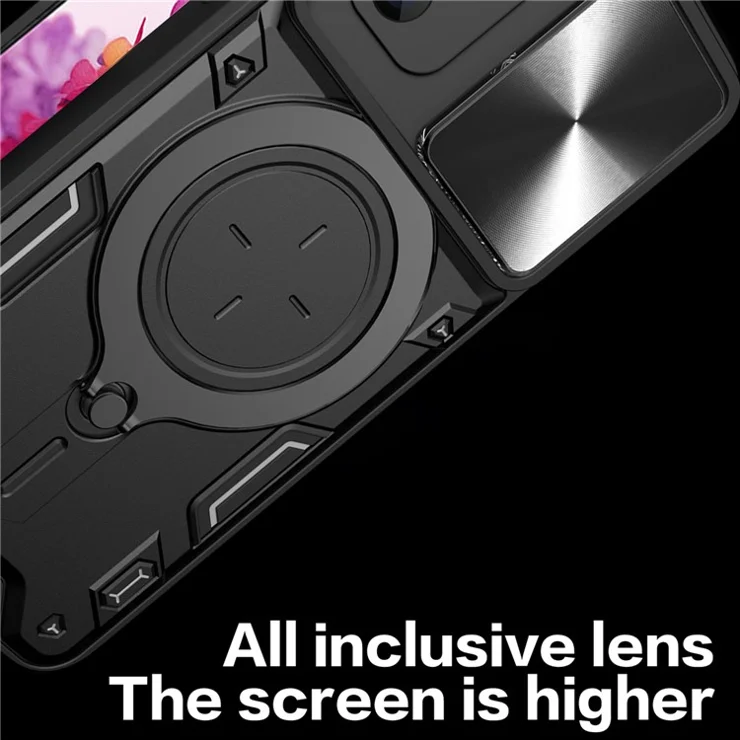 Kickstand Case for Samsung Galaxy S20 FE / S20 FE 5G / S20 FE 2022 / S20 Lite , Slide Camera Lid PC+TPU Phone Cover - Red