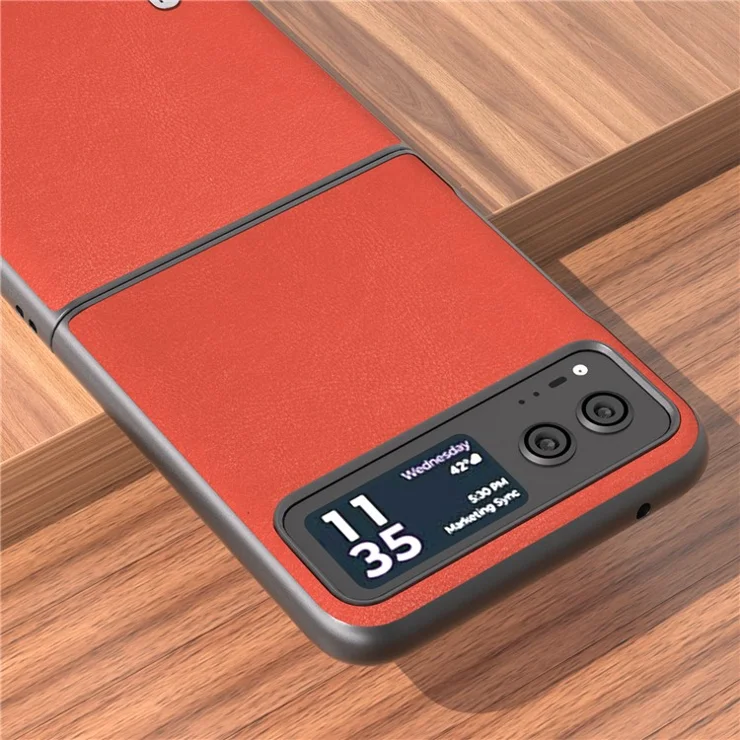 ABEEL For Motorola Razr 40 5G Haze Textured Phone Case PU Leather Coated PC Back Cover - Red