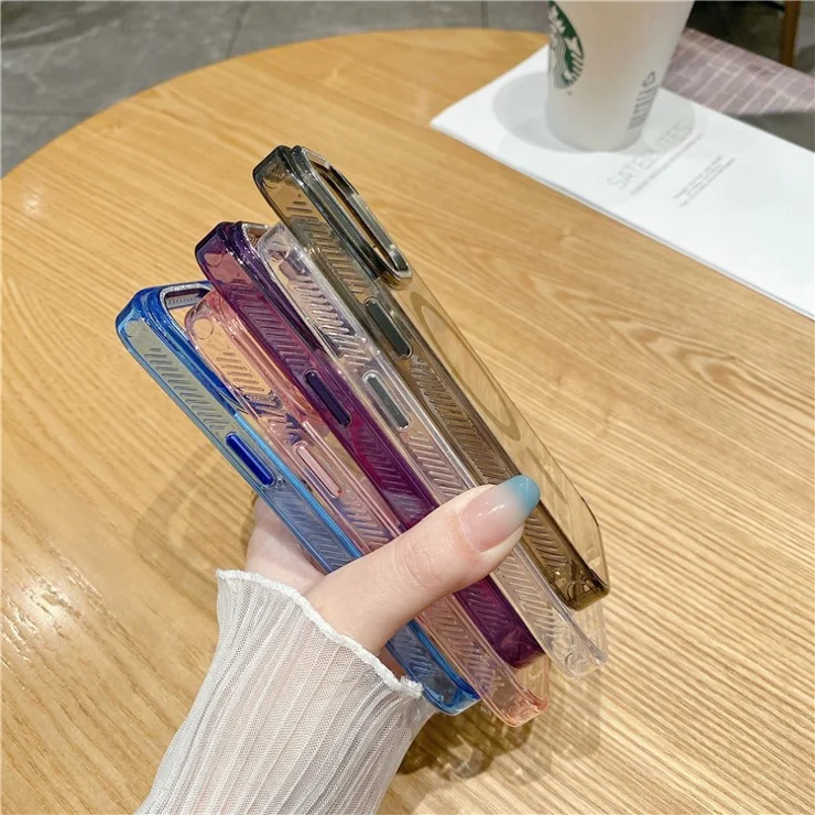 For iPhone 12 Pro / 12 Compatible with MagSafe Phone Case TPU+PC+Aluminum Alloy Phone Cover Magnetic Shell - Blue