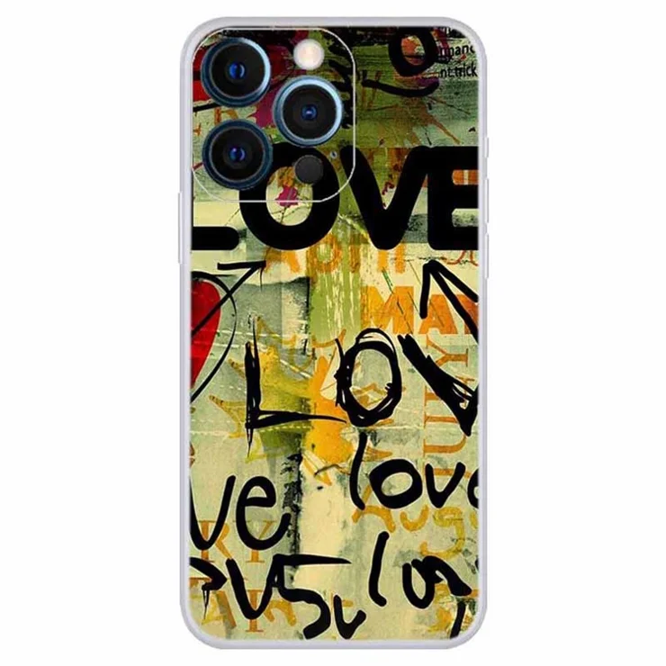 For iPhone 15 Pro Max Phone Case Pattern Printing Soft Shockproof TPU Cover - Love