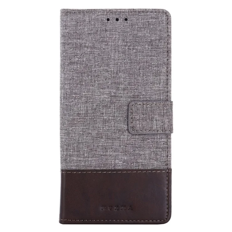 MUXMA MX102 for Sony Xperia 10 V Flip Phone Case Splicing Canvas PU Leather Wallet Stand Cover - Brown