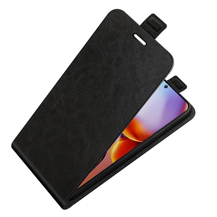 For Motorola Moto X40 5G / Edge 40 Pro 5G TPU+PU Leather Phone Shell Vertical Flip Case Card Slot Phone Cover - Black