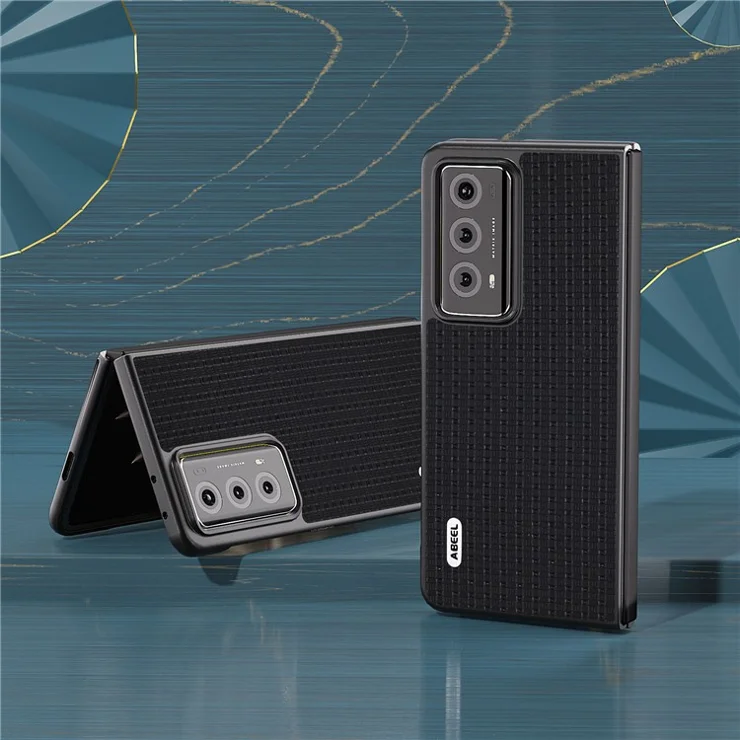 ABEEL For Honor Magic V2 5G Cowhide Leather Coated PC Case Anti-drop Folding Phone Cover - Black