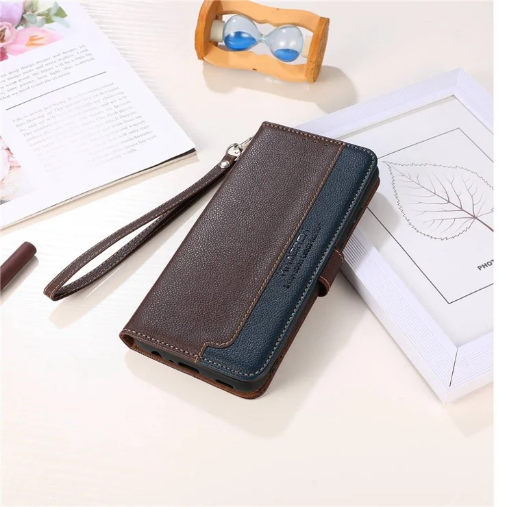 KHAZNEH For Oppo Reno10 Pro 5G (Global) / Reno10 5G (Global) PU Leather Wallet Case Litchi Texture RFID Blocking Stand Phone Cover - Brown