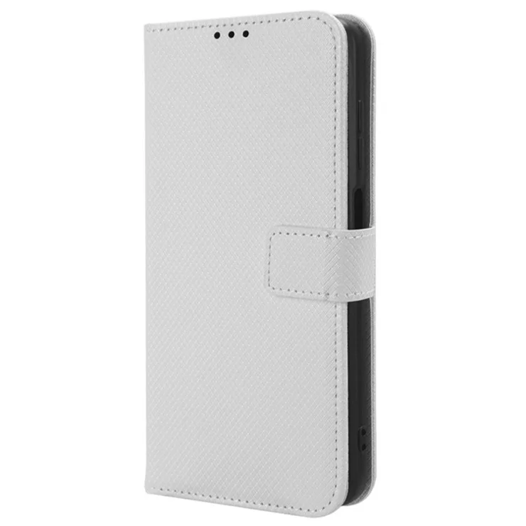 For Nokia G42 PU Leather Phone Case Stand Wallet Diamond Texture Cover with Strap - White