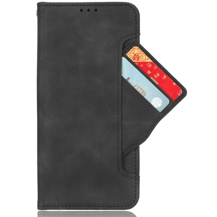 For Nokia C110 Wallet Phone Case PU Leather Multiple Card Slots Stand Shockproof Cover - Black