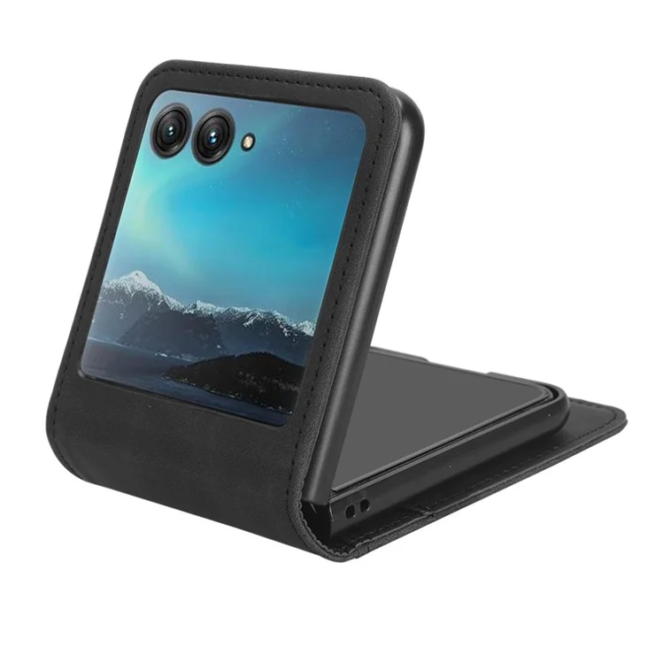 For Motorola Razr 40 Ultra 5G PU Leather+PC Phone Case Separable Design Card Slot Skin-Touch Cover - Black