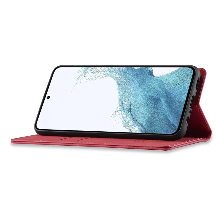 LC.IMEEKE Phone Case for Samsung Galaxy S23 FE , Microfiber Leather Stand Wallet Cover - Red