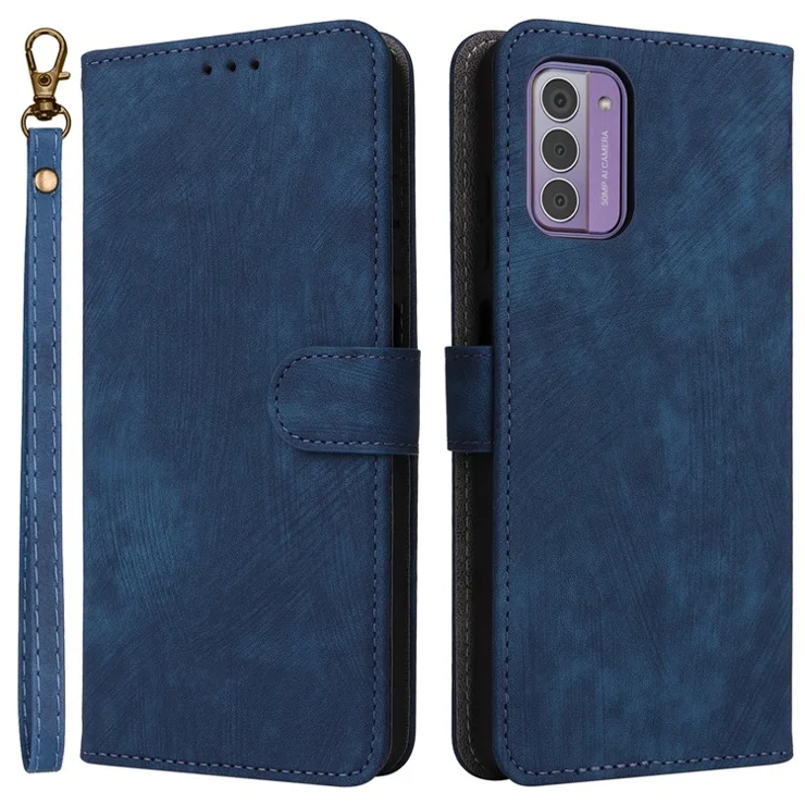 For Nokia C300 Phone Case RFID Blocking Wallet Stand PU Leather Anti-fall Cover with Strap - Blue
