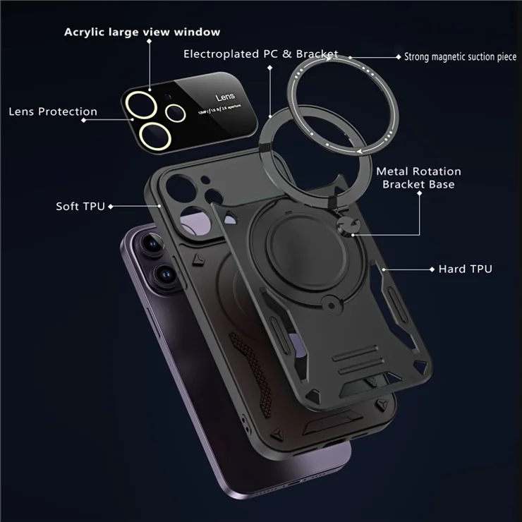 Scratch Resistant Case for iPhone 11 Compatible with MagSafe PC+TPU Kickstand Phone Cover - Red