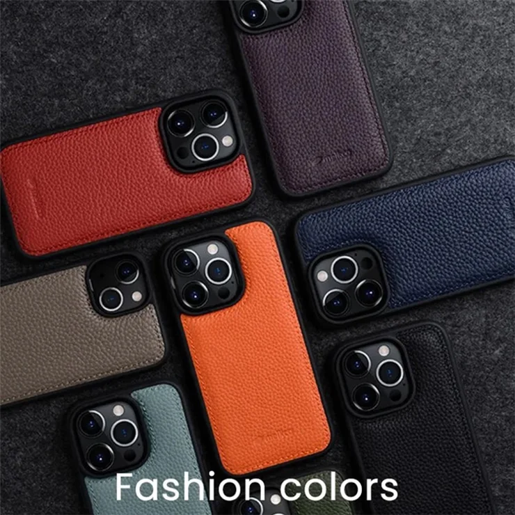 MELKCO For iPhone 14 Pro Anti-Drop Phone Cover Genuine Cow Leather+Microfiber Leather+PC Slim Case - Grey
