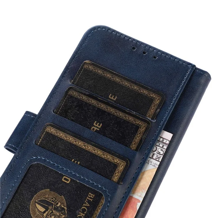For Oppo Reno10 Pro 5G (Global) / Reno10 5G (Global) Cowhide Texture Phone Wallet Case Phone Stand PU Leather Cover - Blue