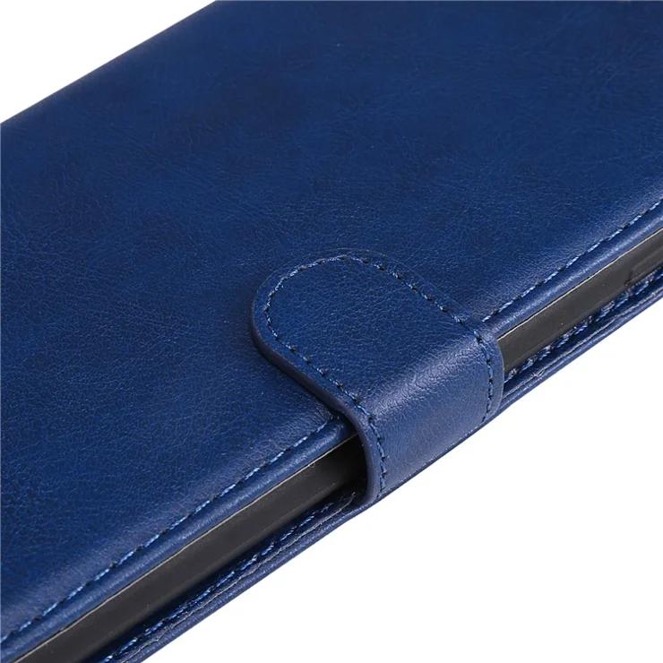 For Samsung Galaxy A25 5G (Global) (161.0 x 76.5 x 8.3mm) Case Solid Color Leather Mobile Cover Wallet Stand with Strap - Blue