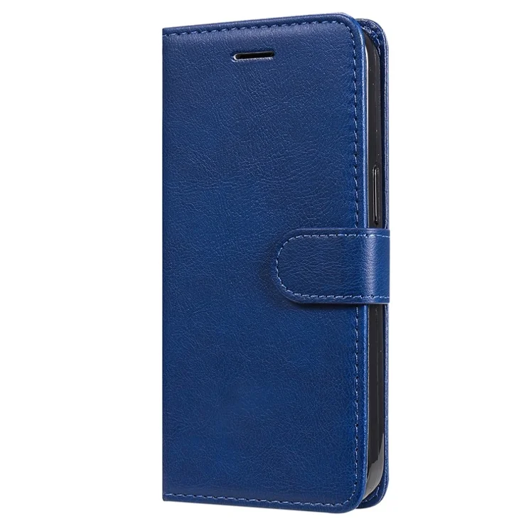 For Samsung Galaxy A25 5G (Global) (161.0 x 76.5 x 8.3mm) Case Solid Color Leather Mobile Cover Wallet Stand with Strap - Blue