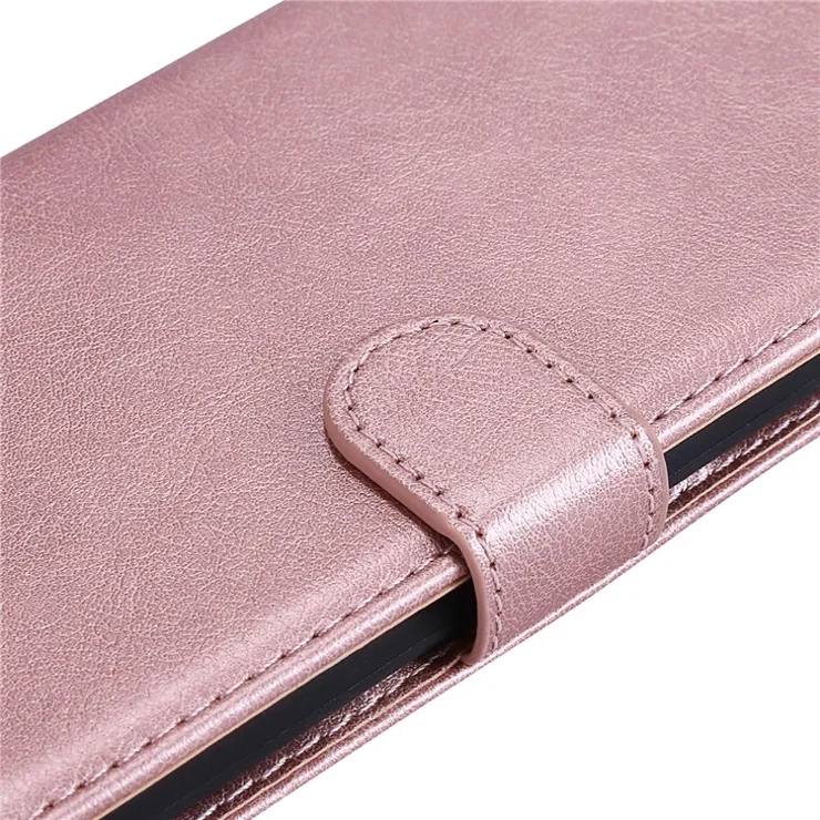 For Samsung Galaxy S23 FE Case Solid Color Leather Mobile Cover Wallet Stand with Strap - Rose Gold