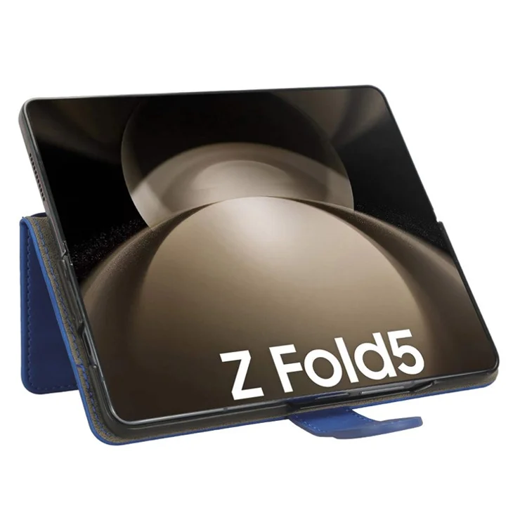 For Samsung Galaxy Z Fold5 5G Wallet PU Leather Case Stand Skin-touch Full Protection Phone Cover - Blue